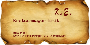 Kretschmayer Erik névjegykártya